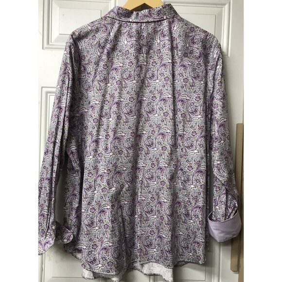 NWT Ralph Lauren Chaps No Iron Floral Button-Up Shirt Size 2x Contrast Cuffs - Picture 4 of 6